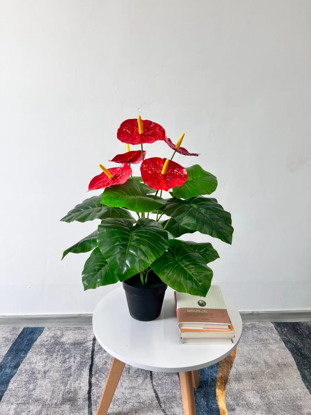 Home Decoration 18 Leaves Small Bonsai Can Be Customized, Artificial and Decorative Plant Tree Dripping Anthurium