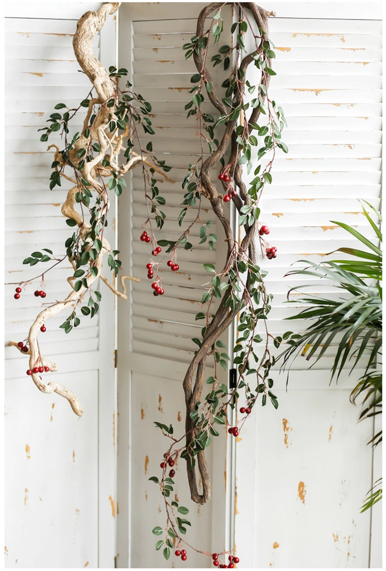 Amazon New Fashion Plant Decoration Artificial Rattan Hanging Plant Plastic Red Fruit Rattan Plant