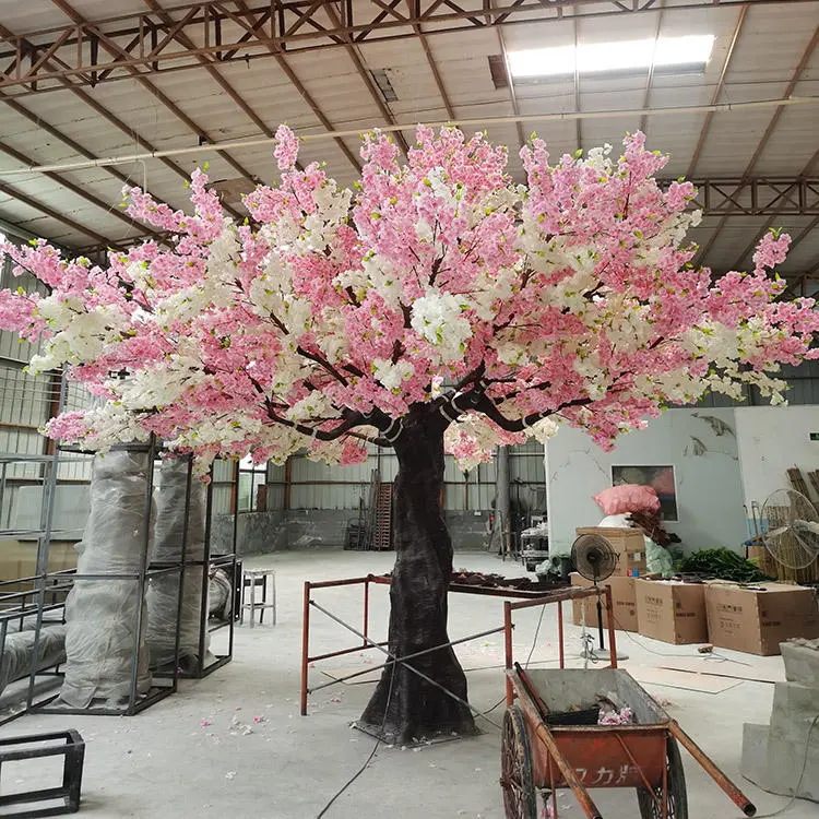 Custom Pink and White Flower Fake Sakura Large Big 2-6 Meters Artificial Cherry Blossom Tree for Indoor Outdoor Wedding Plant Decor