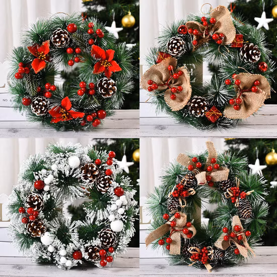 人工のつる、垂れ下がった葉、茎、クリスマス用のクリスマス リース