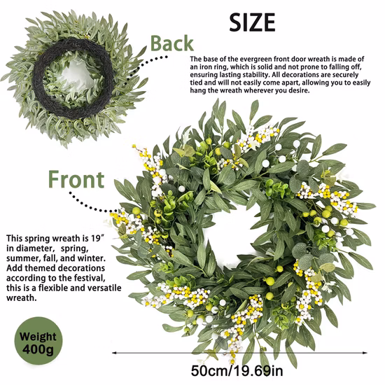 人工のクリスマスのつるの葉を使った花飾り